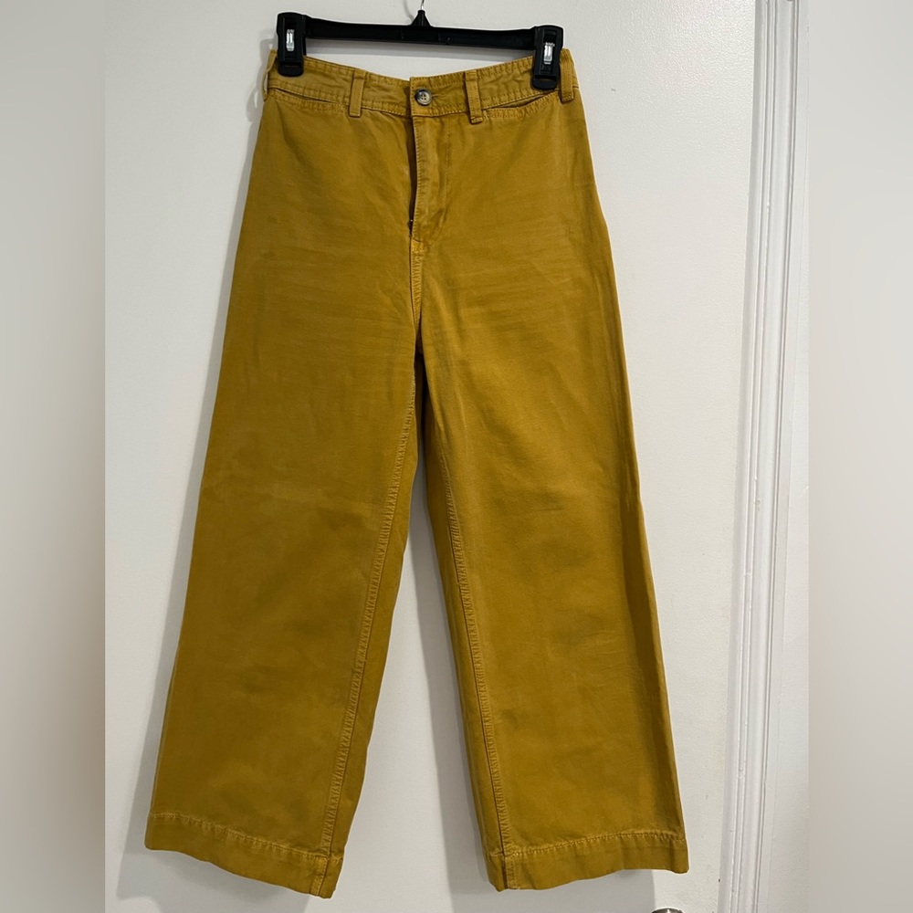 Free People We the Free Yellow High Waisted Wide Leg Cropped Khakis Sz. 27 - Picture 3 of 9
